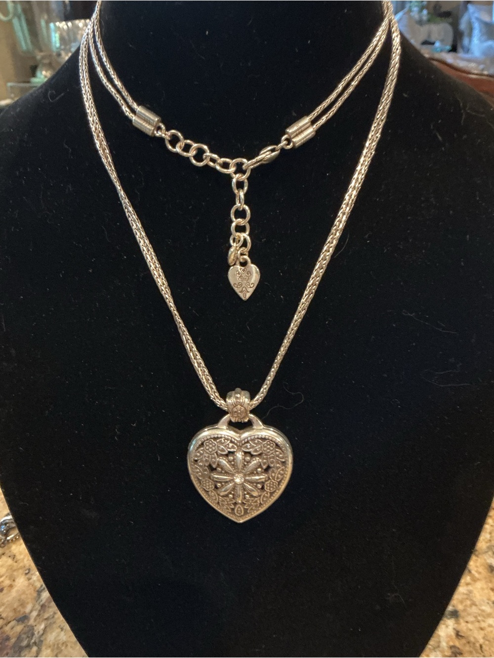 Brighton Silver Heart Filigree Pendant Necklace